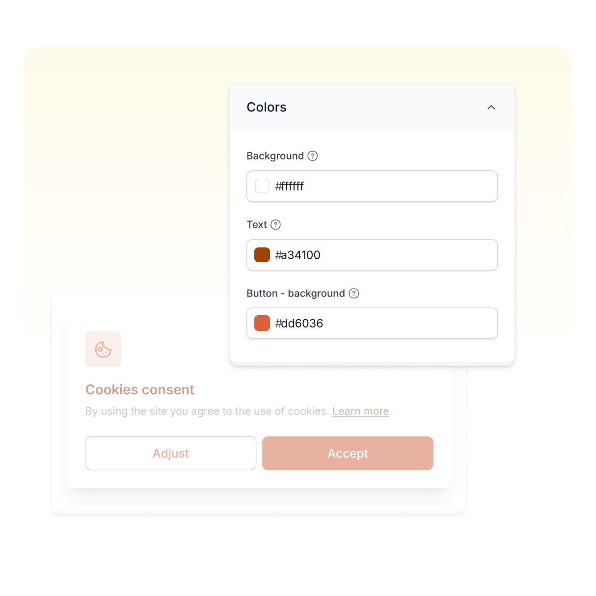 Custom cookie banner builder preview