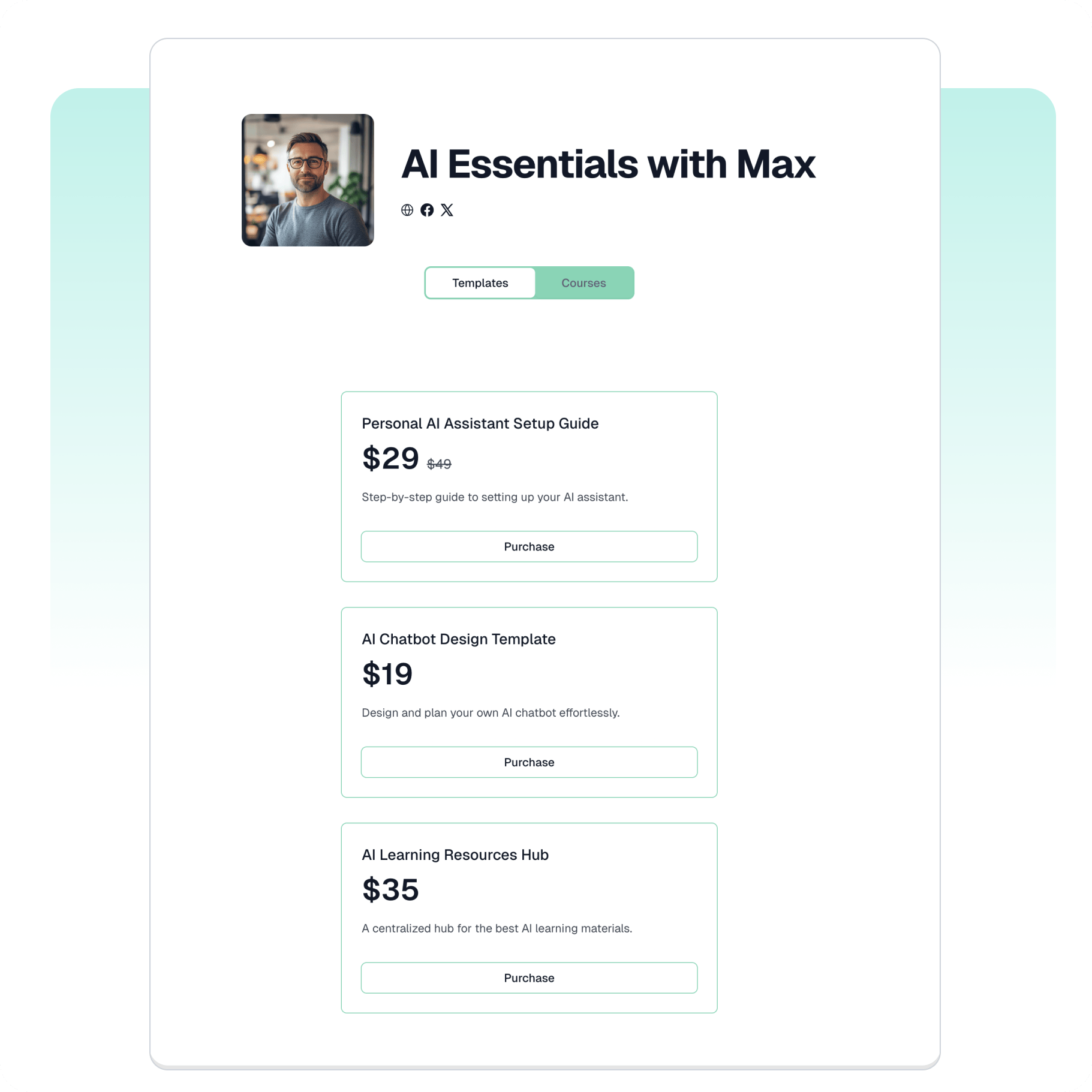 Trang storefront ebook của Easycart