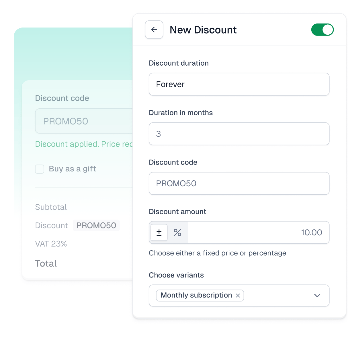 Giao diện giảm giá & khuyến mãi của Easycart