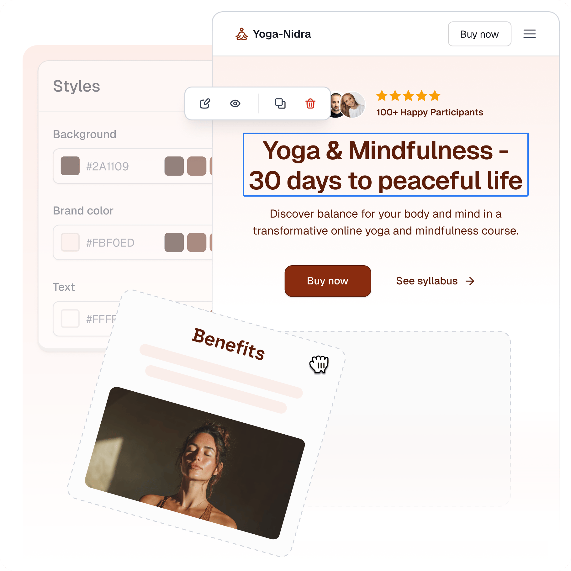 Drag-and-drop builder preview