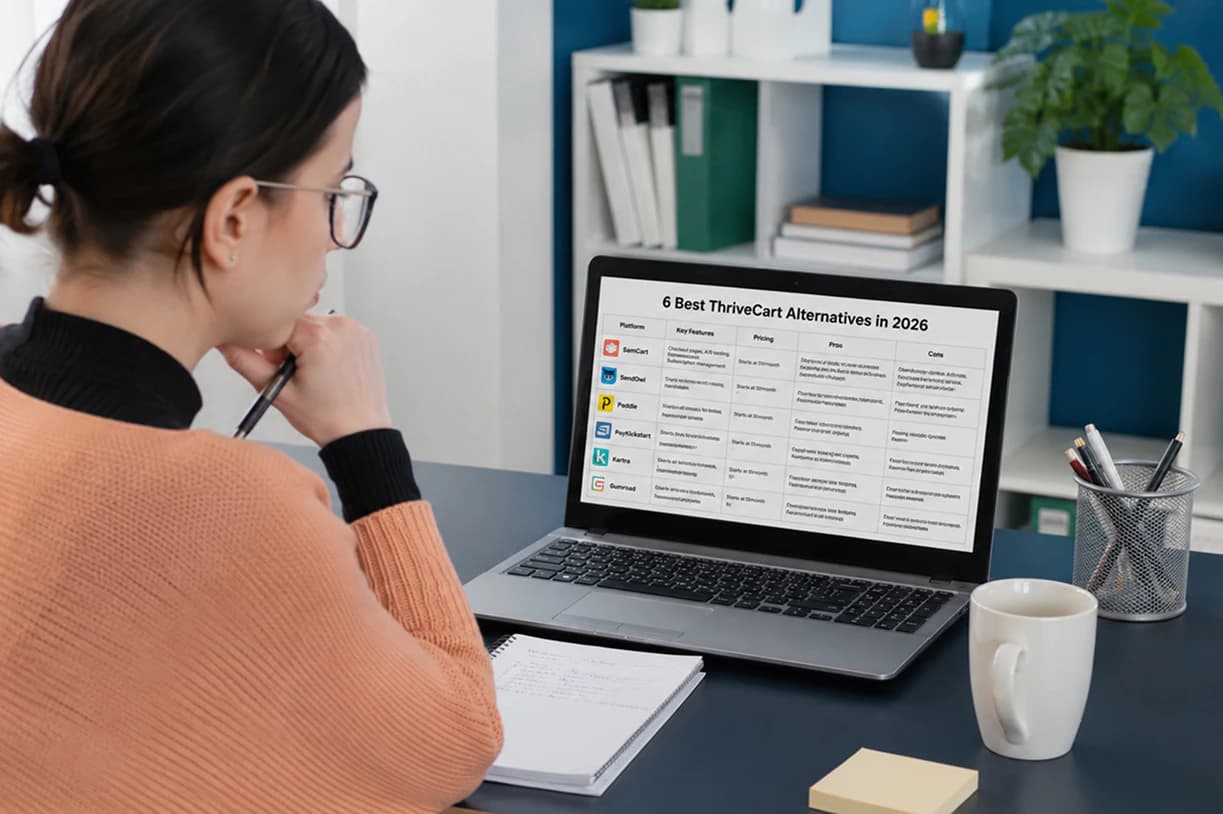 6 giải pháp thay thế ThriveCart tốt nhất năm 2026! Tính năng, giá cả, ưu và nhược điểm