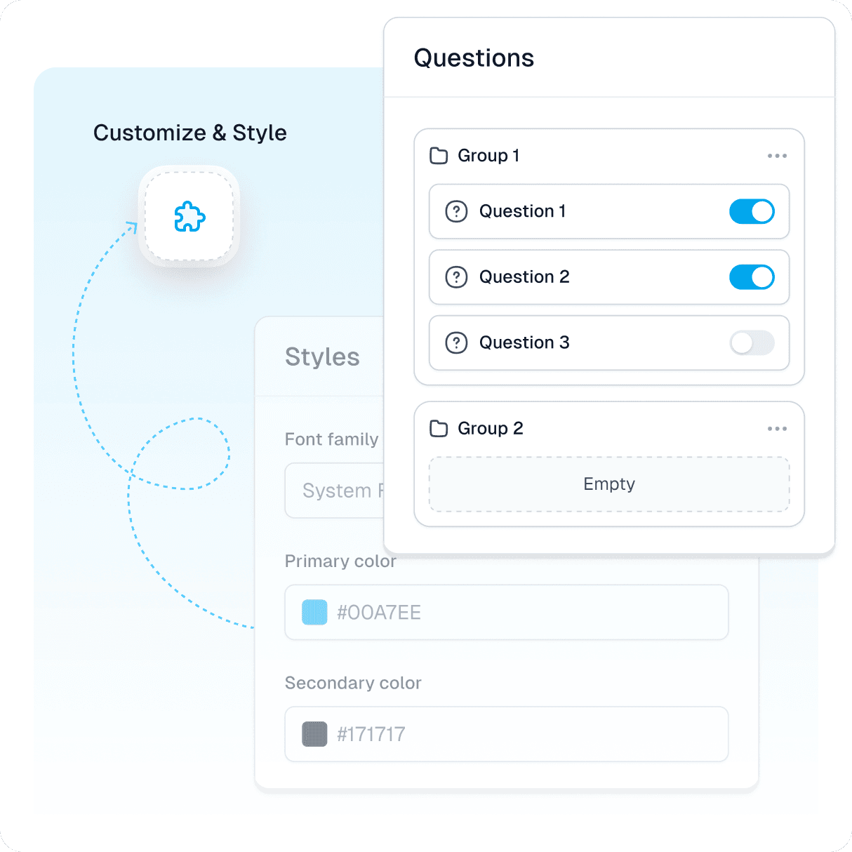 EasyFAQ organized question sections