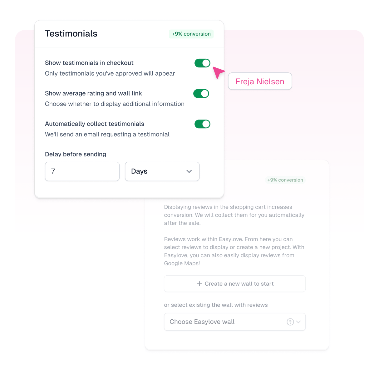 Testimonials in checkout preview