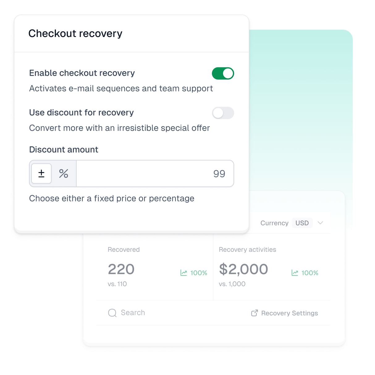 Giao diện khôi phục thanh toán của Easycart